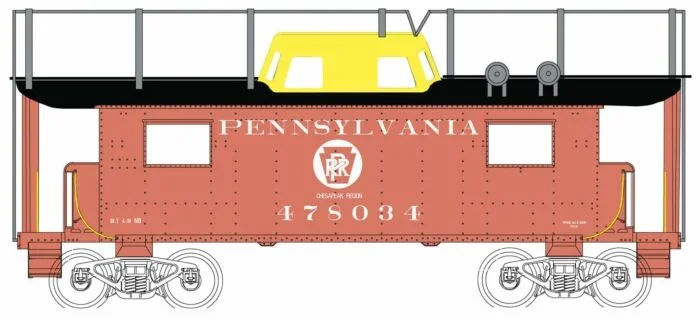Bowser 41091 HO Scale N8 Caboose with Antenna Pennsylvania PRR 478034 – NOS