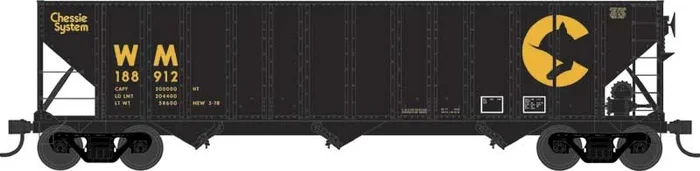 Bowser 43191 HO Scale 100 Ton 3-Bay Hopper Chessie System WM 188929