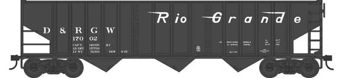 Bowser 43460 HO Scale 70 Ton 14 Panel 3 Bay Hopper Rio Grande D&RGW 17023