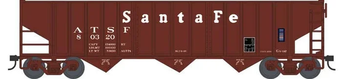 Bowser 43488 HO Scale 70 Ton 14 Panel 3 Bay Hopper Santa Fe ATSF 80344