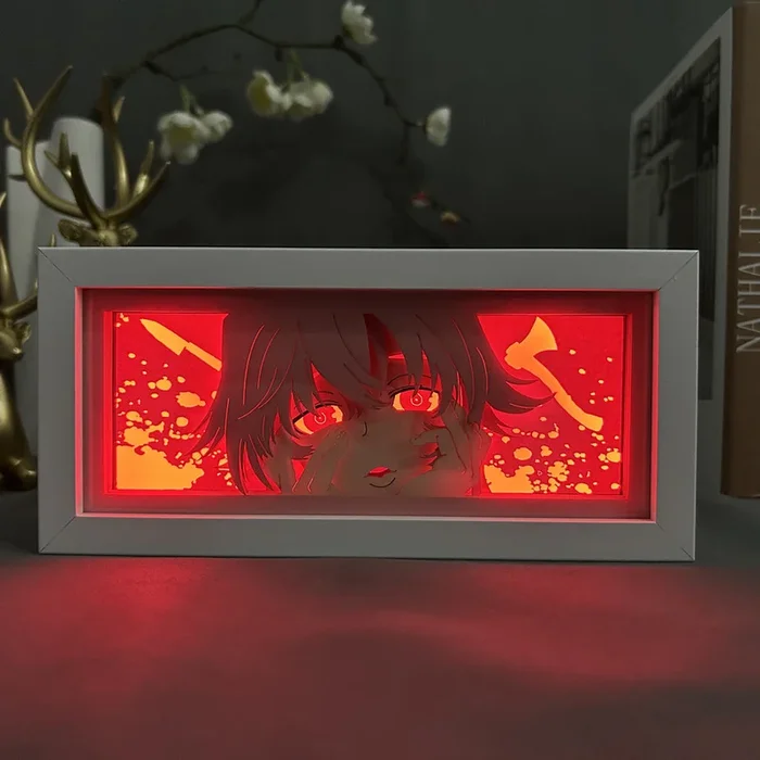 Caja de luz de anime de potencia de motosierra – Lámpara LED 3D con 16 colores y control remoto