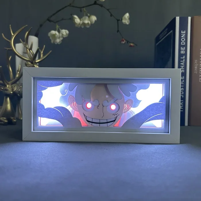 Caja de luz de anime de una pieza-Lámpara LED 3D Luffy Luffy con efectos dinámicos que cambian de color