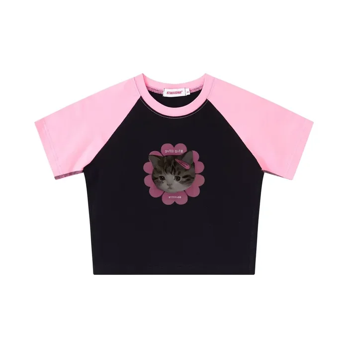 Camiseta da colheita de gatos