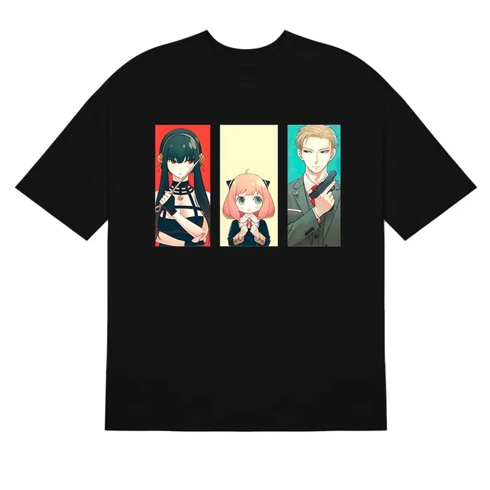Camiseta de anime de Spy Family – Diseño de retratos de triple personaje | Camisa de anime de alta calidad