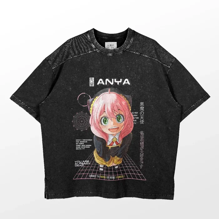 Camiseta de Spy Family Anya Forger – Diseño de cuadrícula retro | Camisa de anime de alta calidad