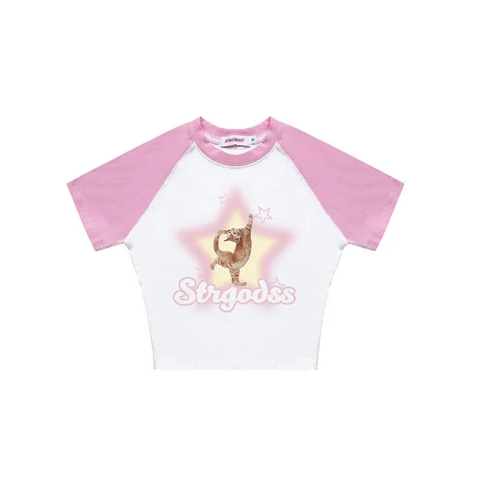 Camiseta gráfica cortada