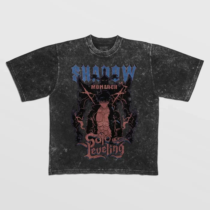 Campa gráfica de anime de nivelamento solo vintage – Design de monarca de sombra | Camisa de qualidade premium