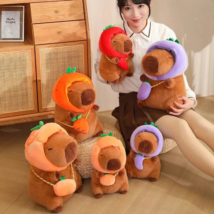 Capybara with Vegetable Hats Plushie