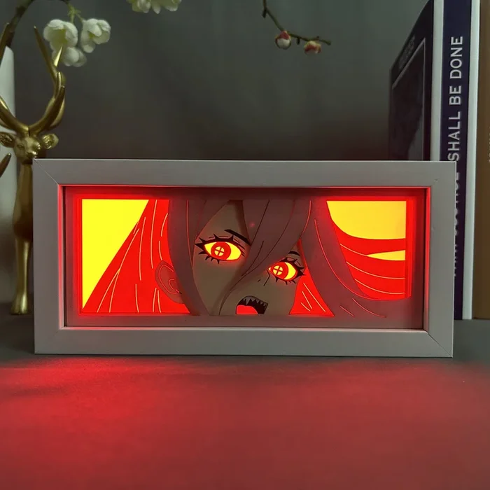 Chainsaw Man Anime Light Box – Power 3D LED Lampe mit dynamischen Farbwechseleffekten