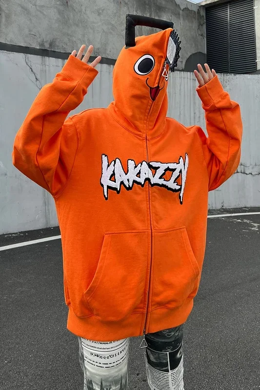 Chainsaw Man Pochita Sweat à capuche zippé | Adorable sweat à capuche cosplay inspiré de l’anime