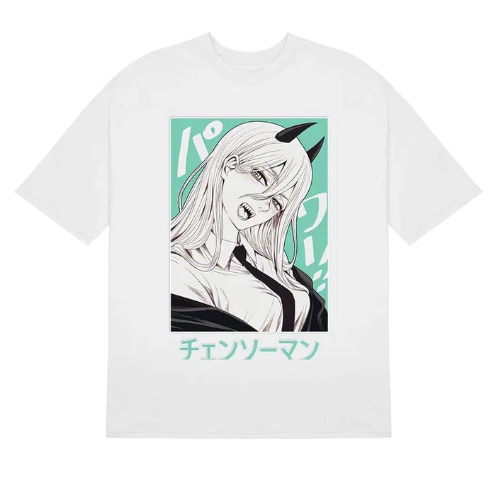 Chainsaw Man Power Pastel T -Shirt – เสื้ออนิเมะผ้าฝ้าย 100% พร้อมการออกแบบที่เป็นเอกลักษณ์