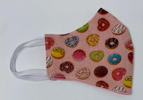 Child Donut Print Face Mask Double Cotton Kid Face Covering Adjustable Reusable Washable Face Shield
