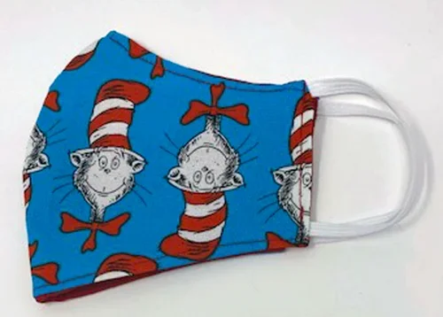 Child Face Mask Double Sided Cotton Kid Face Covering With Cat In The Hat Print Reusable Washable Face Shield