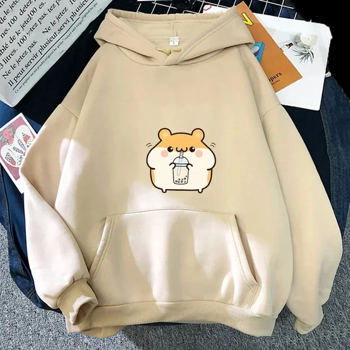Chubby Hamster Drinking Bubble Tea Unisex Hoodie