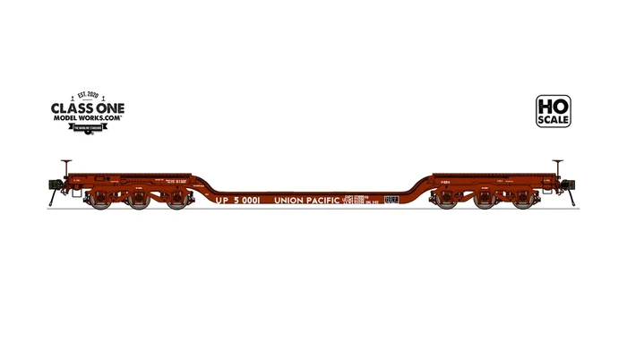 Class One Model Works FC00214 HO Scale GSC Heavy Duty Flatcar “Wood Deck” Union Pacific UP 50001