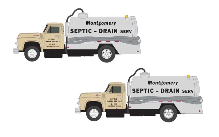 Classic Metal Works 50416 N Scale 1957 Chevrolet Septic Tank Truck Montgomery 2 Pack