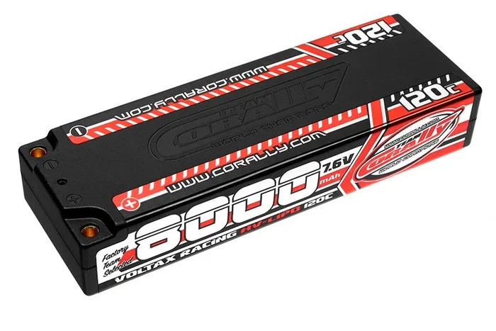 Corally 8000mAh 7.6v 2S 120C Voltax Hardcase Lipo Battery – 4mm Bullets