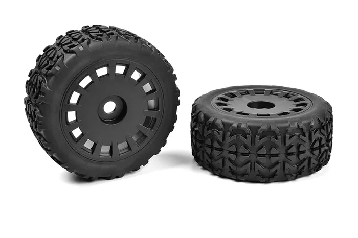 Corally Off-Road 1/8 Truggy Tires Tracer Glued on Black Rims 1 pair