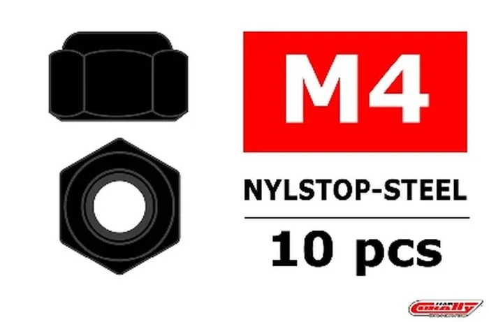 Corally Steel Nylstop Nut M4 – Black Coated – 10pcs 3101-40-6