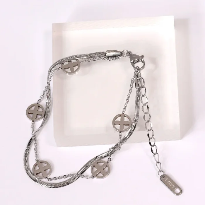 Cross Chain Layered Bracelet