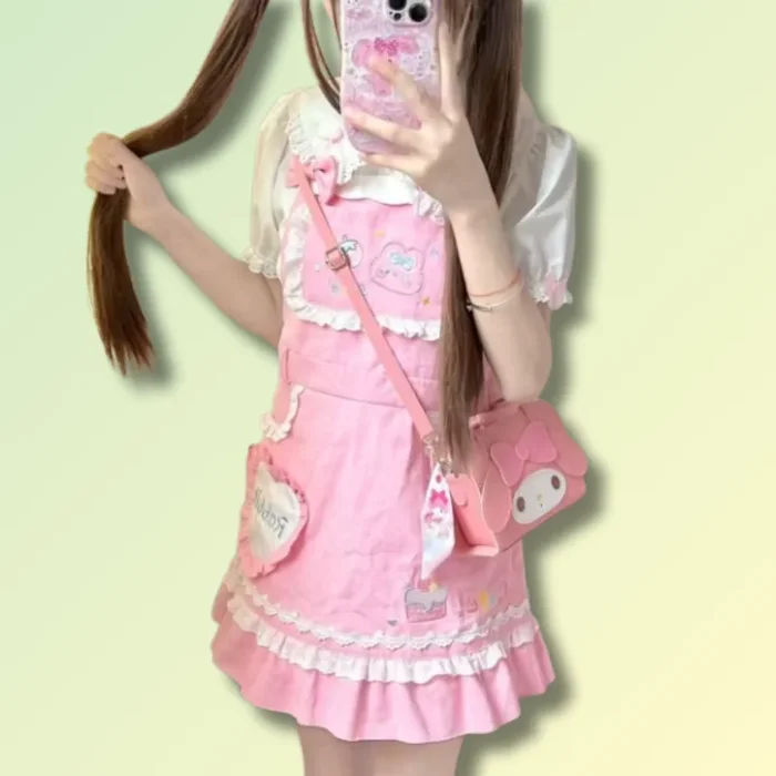 Cute Kawaii Overall Dress Set