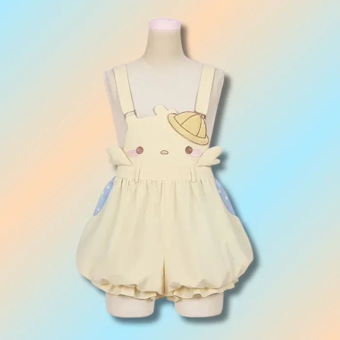 Cute Puffy Overalls Set