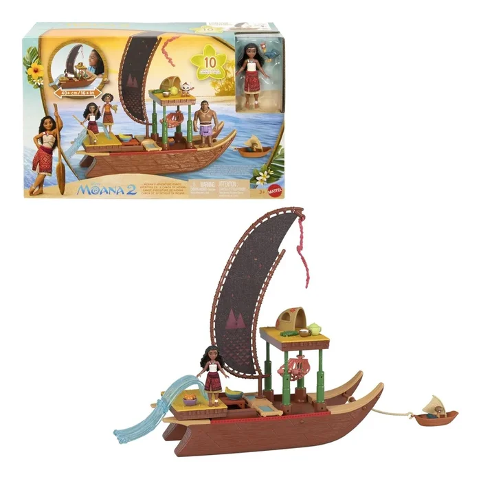 Disney Moana 2 Adventure Canoe Playset with Transforming Play Areas