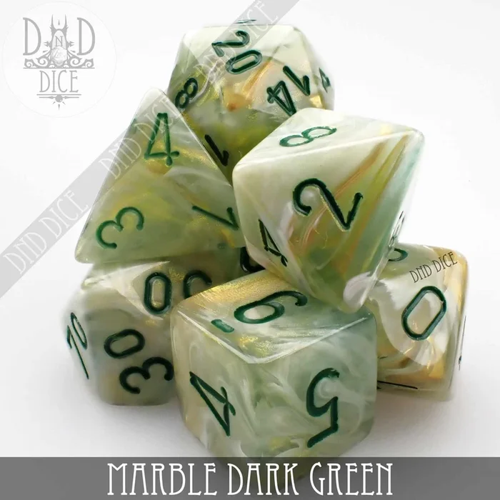 DND DICE Marble Dark Green Dice Set