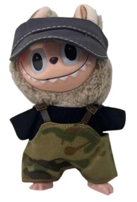 Doll Clothes Superstore 3-Piece Camouflage Outfit for 17.5 cm Labubu Dolls Ready to Hide from Invaders