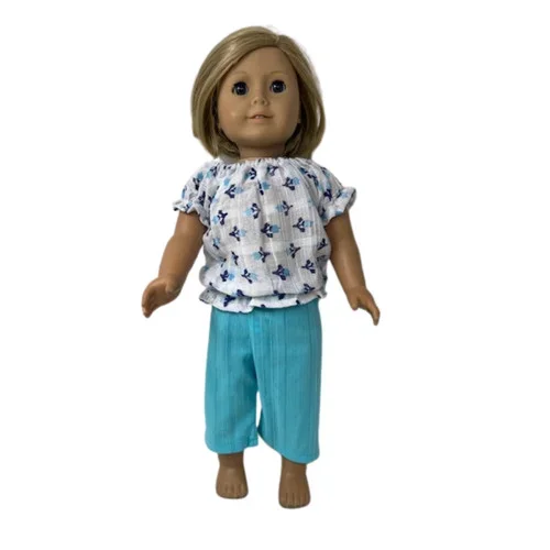 Doll Clothes Superstore Blue Flower Pant Set Fits Our Generation American Girl My Life Dolls