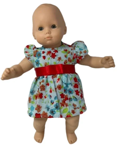 Doll Clothes Superstore Blue Flowers Dress Fits 15 Inch Baby Dolls