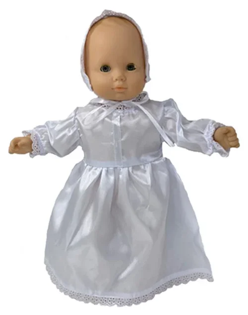 Doll Clothes Superstore Christening Baptism Communion Dress with Hat Fits 15 inch Baby Dolls