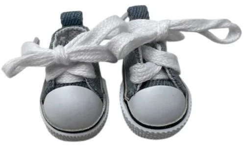 Doll Clothes Superstore Mini Monster Sneakers: Denim High-Tops for 17.5 cm Labubu