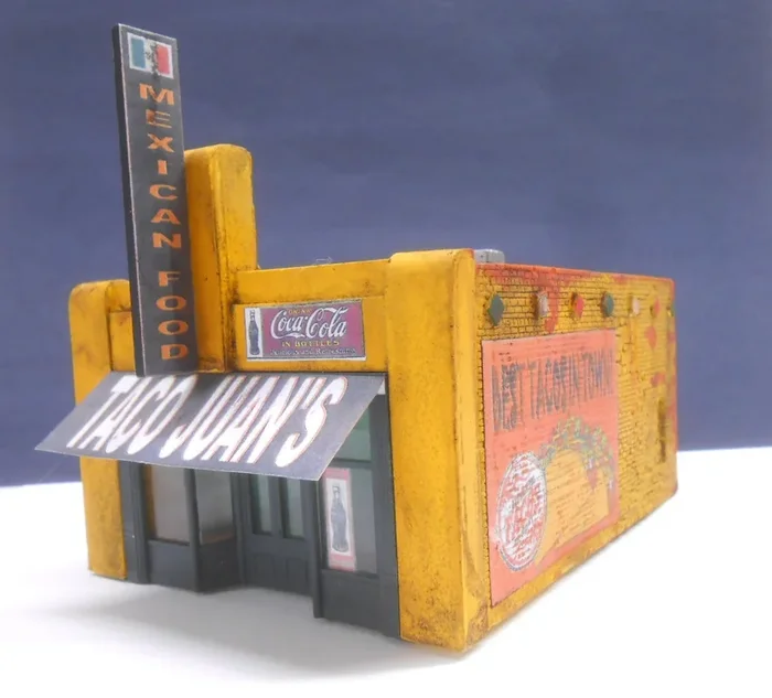 Downtown Deco 1082 HO Scale Taco Juan’s Cast Hydrocal Building Kit