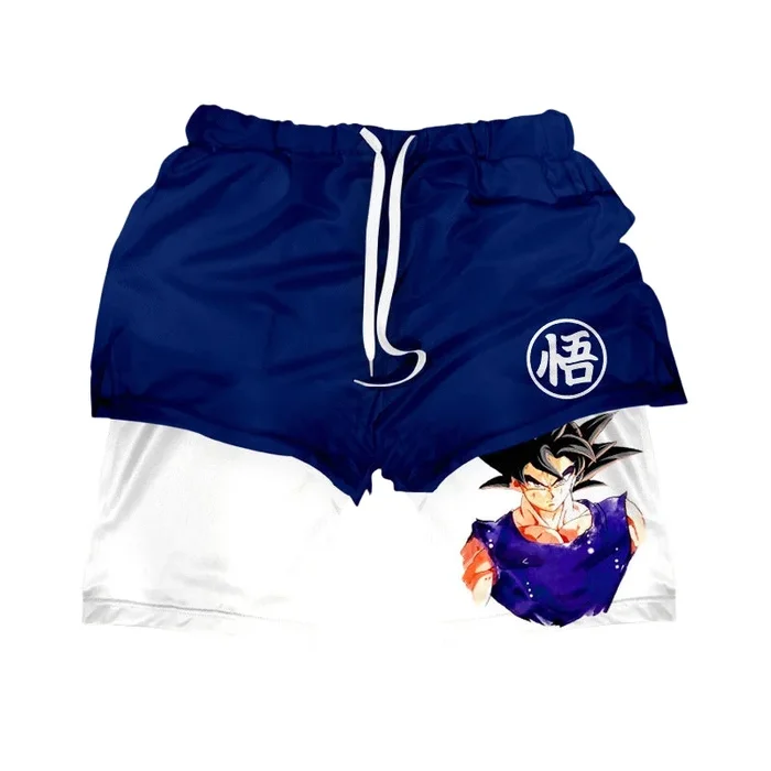 Dragon Ball Goku Gym Shorts – Anime Workout Shorts for Men & Women | Saiyan Fitness Apparel with Kanji Symbol