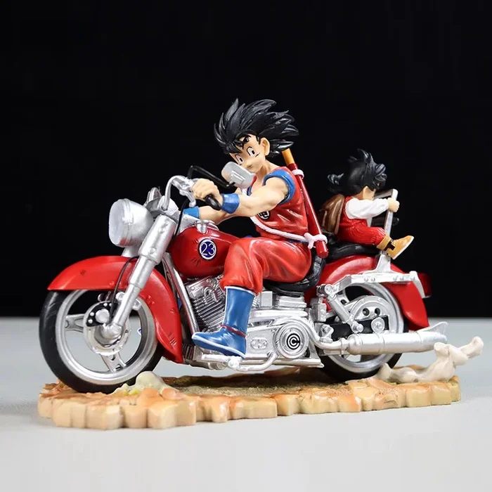 Dragon Ball Z Goku Motorcycle Figura – 16 cm, 0,6 kg – opções vermelhas/azuis