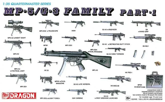 Dragon Models 3803 1/35 MP-5/G-3 Family Weapons Set – Part 1 Model Kit