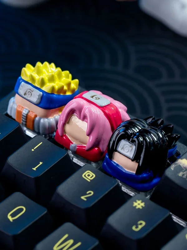 Equipe 7 Naruto Keycap Conjunto – Naruto, Sakura e Sasuke | CAPS de teclado de teclado mecânico de resina personalizada
