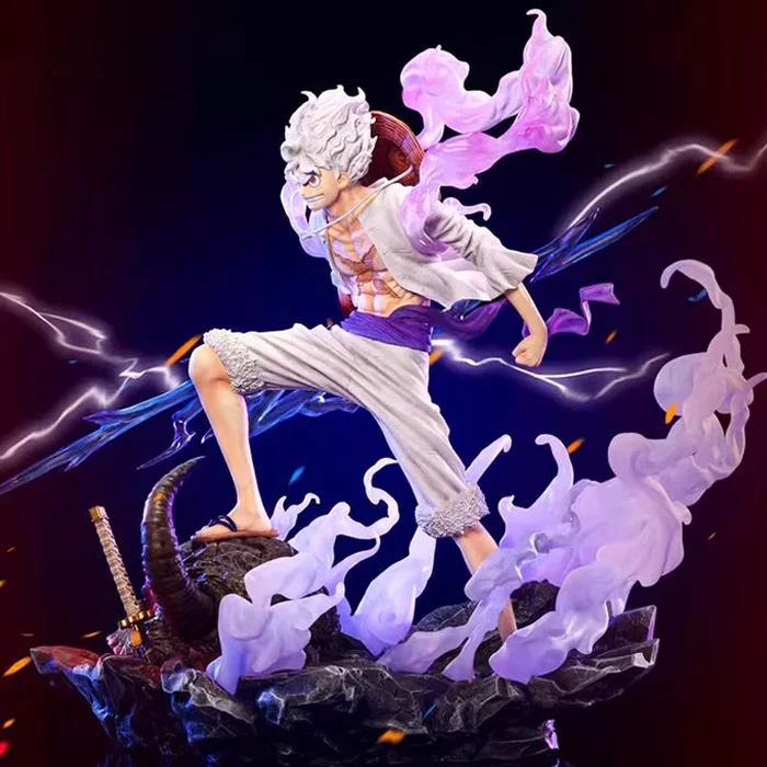 Estatueta de ação de uma peça – 17 cm com armas de raios e efeitos de chama, edição limitada – perfeita para colecionadores de anime