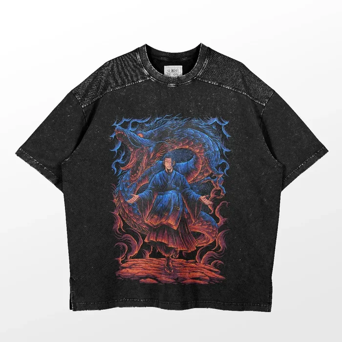 เสื้อเชิ้ต Geto Suguru Jujutsu Kaisen กับ Dragon Flame Design – เครื่องแต่งกายอนิเมะที่มีสไตล์