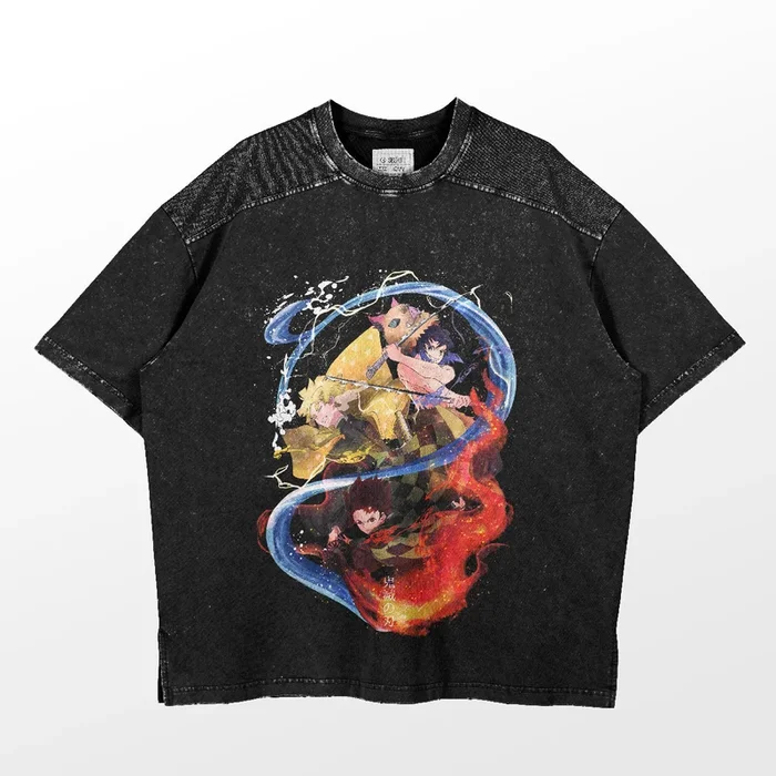 เสื้อยืด Demon Slayer United – Tanjiro, Zenitsu, Inosuke & Nezuko