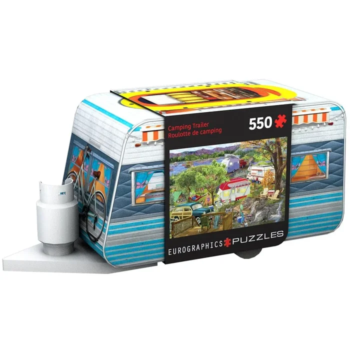 Eurographics Camping Trailer Caravan Collectable Tin 550 Piece Smart Cut Jigsaw Puzzle
