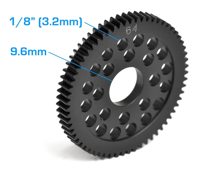 Exotek Spur Gear 48p/64t (tooth) For Pan Cars and F1 use 1/8 diff Balls 2280