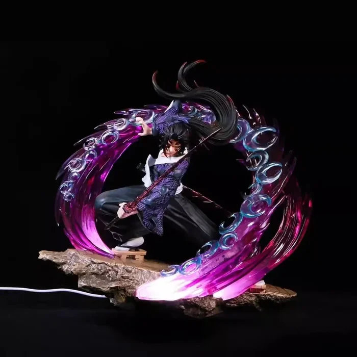 Figurine Demon Slayer de Kokushibo – Statue en PVC de 30 cm avec effets lumineux – Objet de collection d’anime haut de gamme