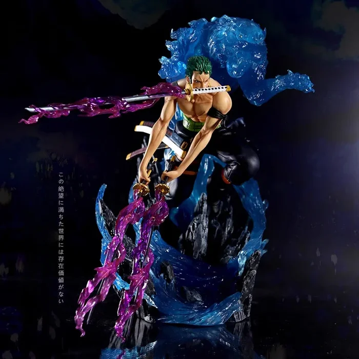 Figurine Zoro Action – 30 cm avec effets lumineux et base d’eau dynamique, édition limitée – One Piece Collectible