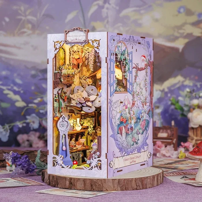 Flower Forest Concert Wooden Bookshelf Nook Kit
