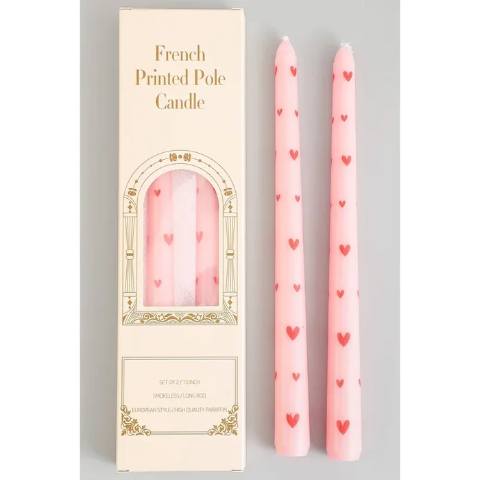 french heart pole candles set