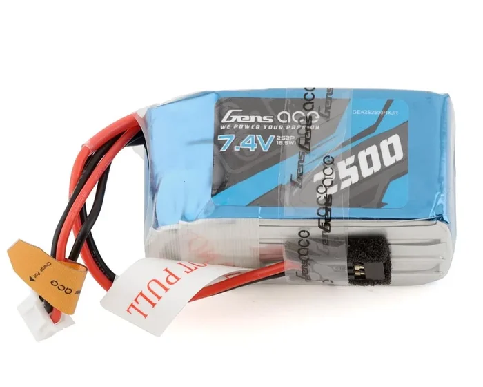 Gens Ace 2S LiPo Receiver Battery (7.4V/2500mAh) w/JR Connector – GEA2S2500RXJR