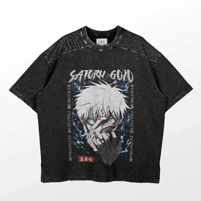 GOJO SATORU JUJUTSU KAISEN Camisa con diseño de rayos – vestimenta de anime elegante