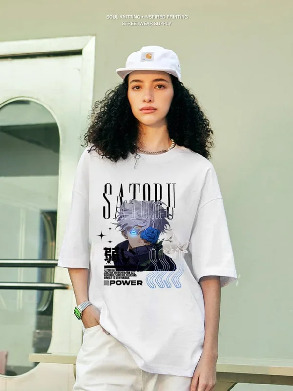 Gojo Satoru Jujutsu Kaisen-Shirt mit blauem Rosendesign – Stilvolle Anime-Bekleidung